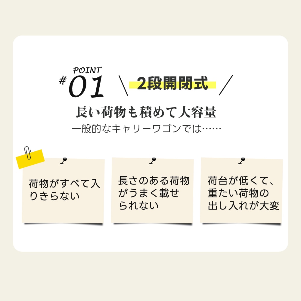 【2点購入で150OFF】【国内即発送】【ホワイト】ダブルシェルフ上下2段 キャリーワゴン アウトドアワゴン 290L 後ろ開け 自立式 折りたたみ コンパクト