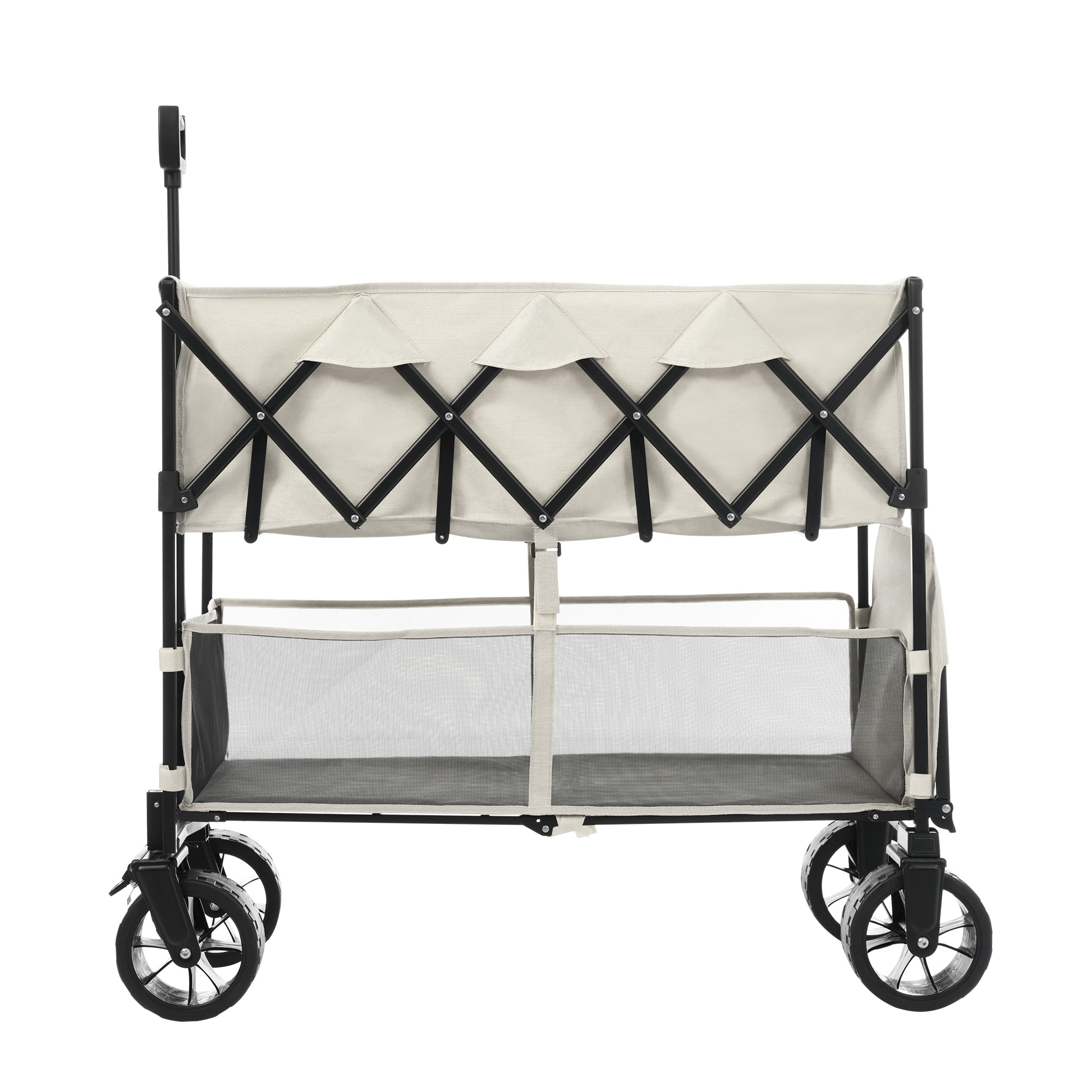 【2点購入で150OFF】【国内即発送】【ホワイト】ダブルシェルフ上下2段 キャリーワゴン アウトドアワゴン 290L 後ろ開け 自立式 折りたたみ コンパクト