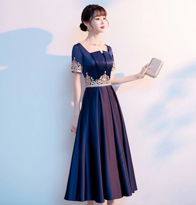 ミモレ丈ドレス フォーマル ウエディングドレス ワンピース 「XS3XL」カラードレス イブニングドレス Party Dress 二次会 結婚式 披露宴 入学式 体型カバー 20代30代40代 aライ
