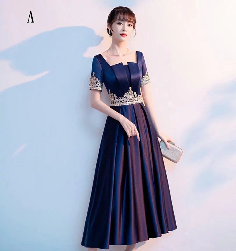 ミモレ丈ドレス フォーマル ウエディングドレス ワンピース 「XS3XL」カラードレス イブニングドレス Party Dress 二次会 結婚式 披露宴 入学式 体型カバー 20代30代40代 aライ