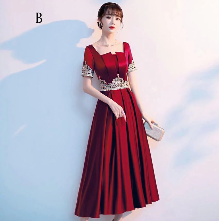 ミモレ丈ドレス フォーマル ウエディングドレス ワンピース 「XS3XL」カラードレス イブニングドレス Party Dress 二次会 結婚式 披露宴 入学式 体型カバー 20代30代40代 aライ