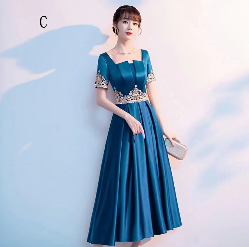 ミモレ丈ドレス フォーマル ウエディングドレス ワンピース 「XS3XL」カラードレス イブニングドレス Party Dress 二次会 結婚式 披露宴 入学式 体型カバー 20代30代40代 aライ