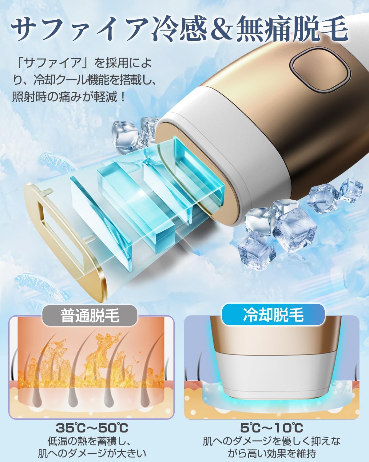 脱毛器 【2025夏新モデル サロン級HIPL光】 冷感 サファイア冷却技術 約