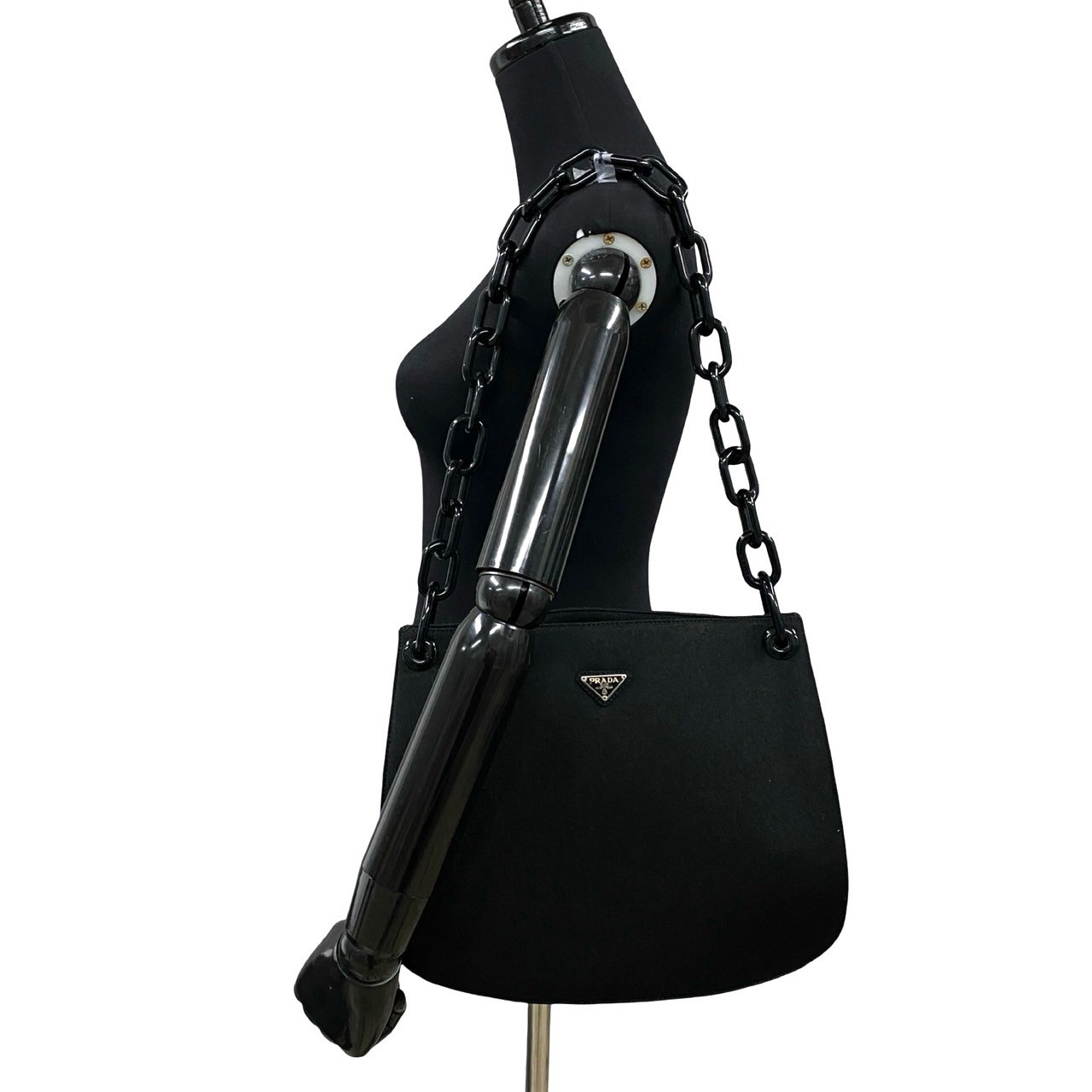 プラダ 三角ロゴ ショルダーバッグ キャンバス プラスチック ブラック 35025 プラダ 三角ロゴ ショルダーバッグ キャンバス プラスチック ブラック 35025