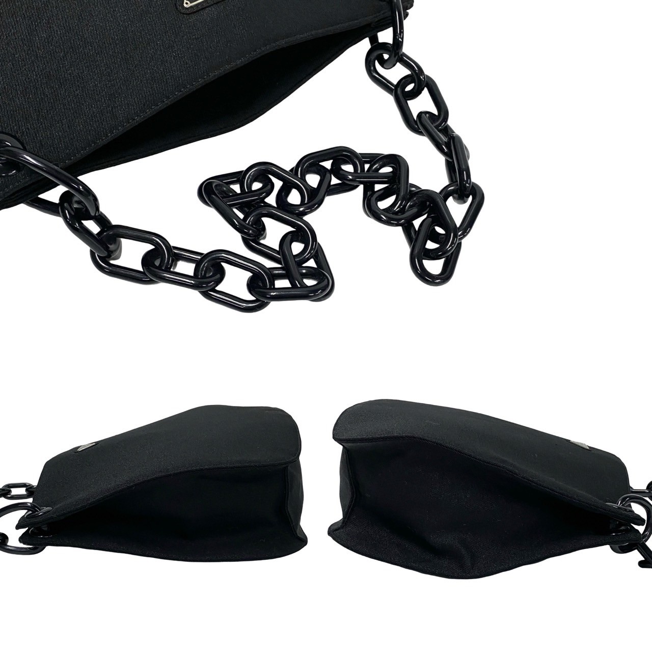 プラダ 三角ロゴ ショルダーバッグ キャンバス プラスチック ブラック 35025 プラダ 三角ロゴ ショルダーバッグ キャンバス プラスチック ブラック 35025