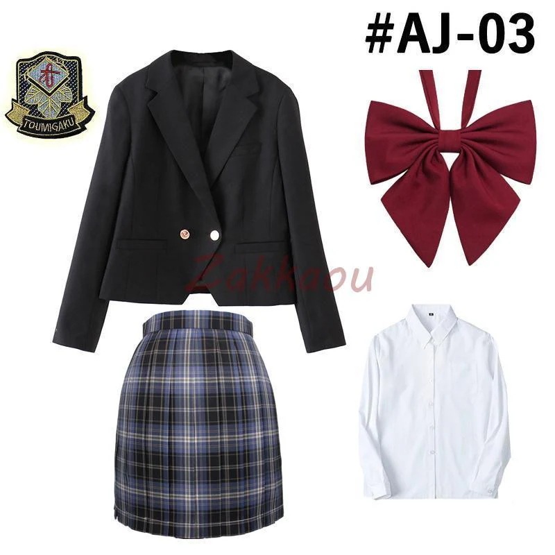 女子高生 制服 5点セット スーツ フォーマル 学生服 女子高校 上下セット ジャケット ネクタイ バッジ スカート シャツ 女の子 スーツ 入学式 卒業式 コスプレ
