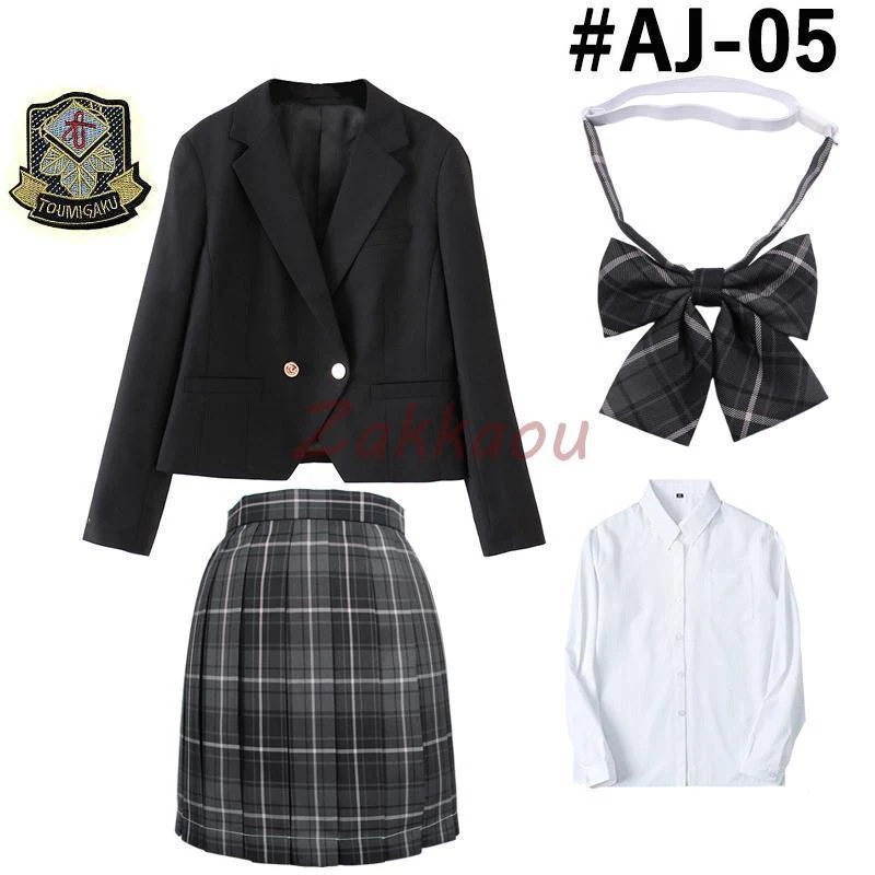 女子高生 制服 5点セット スーツ フォーマル 学生服 女子高校 上下セット ジャケット ネクタイ バッジ スカート シャツ 女の子 スーツ 入学式 卒業式 コスプレ