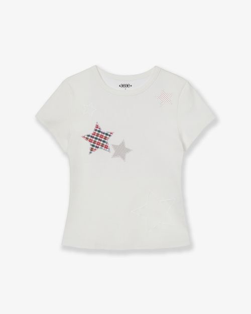 【aeae】 CHECK STAR TEE : 3COLORS