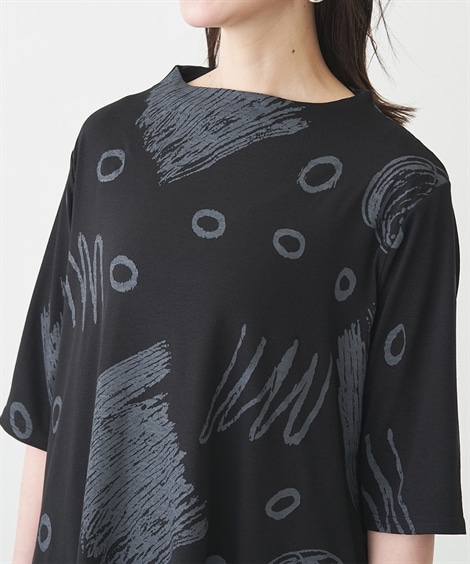 チュニック シニアファッション 幾何学柄プリントチュニック チュニック シニアファッション 幾何学柄プリントチュニック