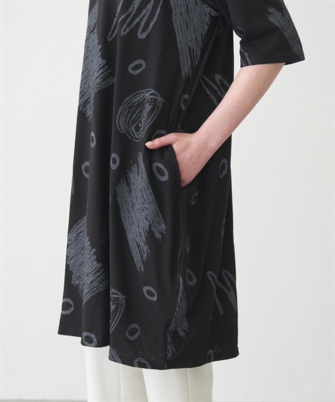 チュニック シニアファッション 幾何学柄プリントチュニック チュニック シニアファッション 幾何学柄プリントチュニック