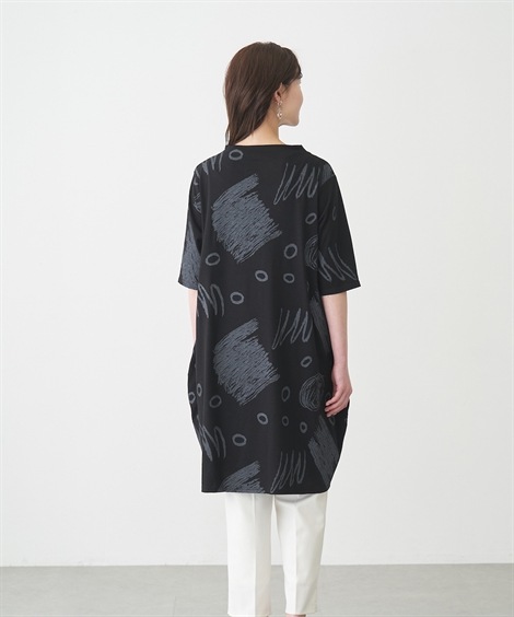 チュニック シニアファッション 幾何学柄プリントチュニック チュニック シニアファッション 幾何学柄プリントチュニック