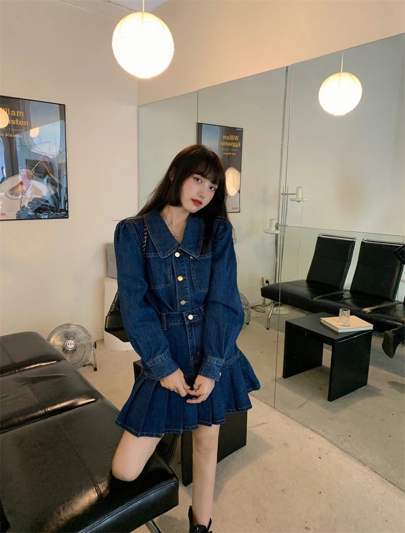 大人 可愛く スタイル 映え デニム 上下 2点セット トップス スカート セットアップ プリーツ ビッグカラー ハイウエスト カジュアル ガーリー こなれ 大人 可愛く スタイル 映え デニム 上下 2点セット トップス スカート セットアップ プリーツ ビッグカラー ハイウエスト カジュアル ガーリー こなれ