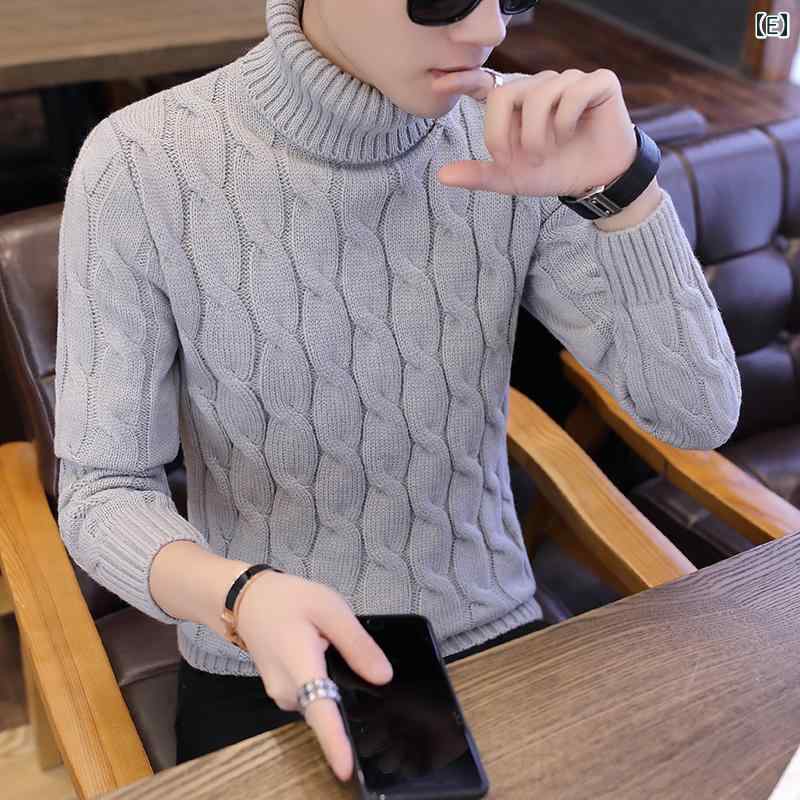 メンズ ファッション 服 オシャレ シンプル 大人 かっこいい 大きいサイズ ストリート 紳士服 冬 タートルネック セーター 韓国スタイル 厚手 スリム 白