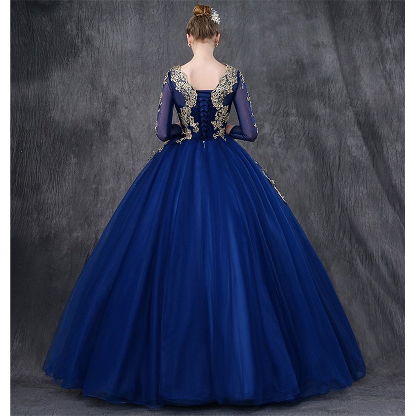 パーティードレス ウェディングドレス 奏会用ロングドレス 人気カラードレス 二次会 花嫁 結婚式 舞台 紺色