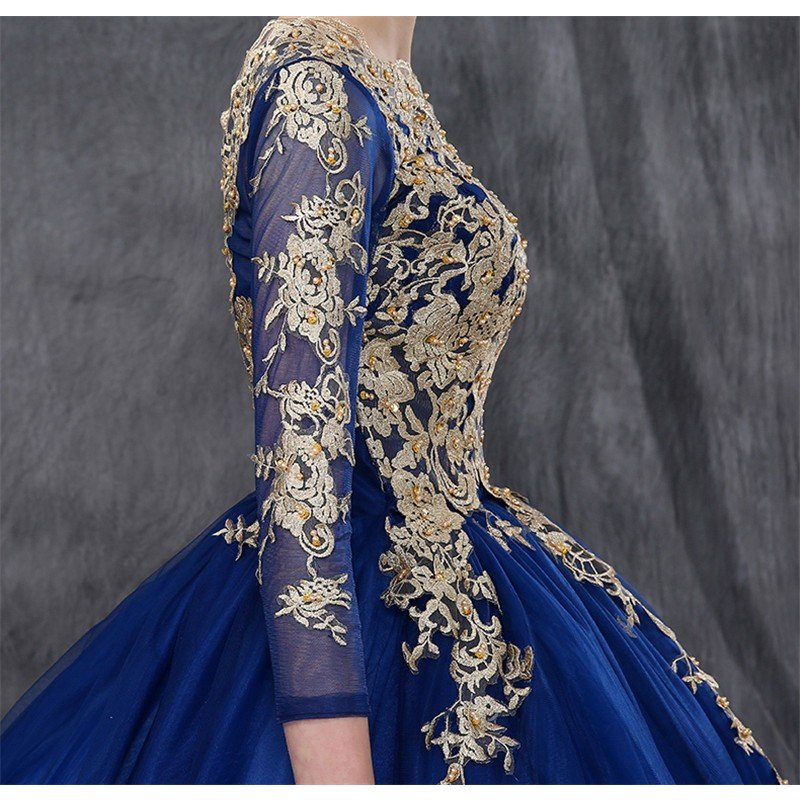 パーティードレス ウェディングドレス 奏会用ロングドレス 人気カラードレス 二次会 花嫁 結婚式 舞台 紺色