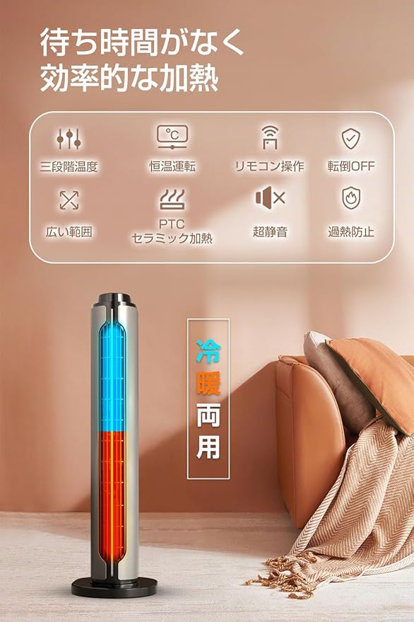 セラミックヒーター 8-15畳 速暖 1200W 冷暖兼用 ECO省エネ