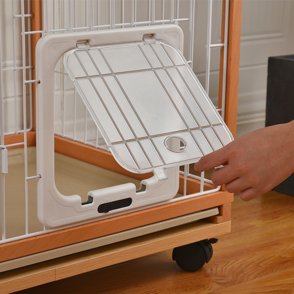 猫 ケージ キャットケージ 2段 木製フレーム ハンモック付 広々 大型 猫ゲージ 高級感おしゃれ キャットハウス ネコ ハウス 多段 留守番脱走防止多頭飼い多頭 スチール ペットケージ【ナチュラル】