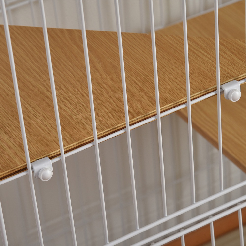 猫 ケージ キャットケージ 2段 木製フレーム ハンモック付 広々 大型 猫ゲージ 高級感おしゃれ キャットハウス ネコ ハウス 多段 留守番脱走防止多頭飼い多頭 スチール ペットケージ【ナチュラル】