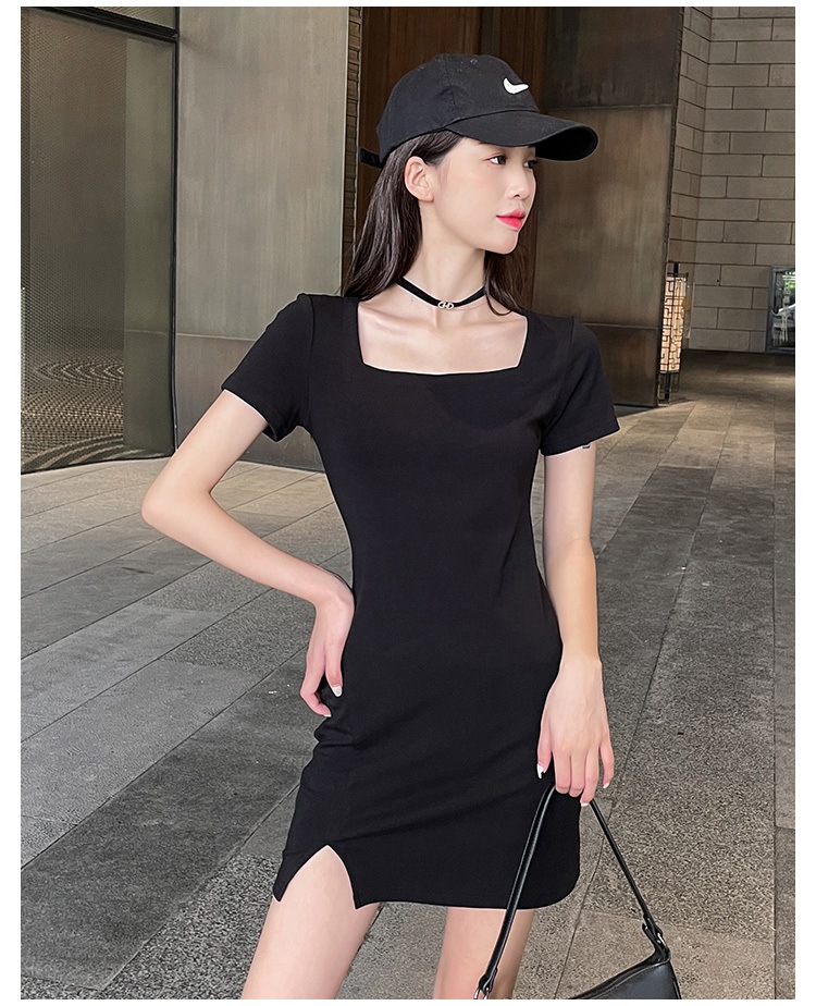 ワンピース ドレス レディース ショート スリット 半袖 スクエアネック スリム かわいい 大人可愛い きれいめ シンプル カジュアル 大人 上品 おしゃれ 無地 夏 デート お出かけ ブラック ワンピース ドレス レディース ショート スリット 半袖 スクエアネック スリム かわいい 大人可愛い きれいめ シンプル カジュアル 大人 上品 おしゃれ 無地 夏 デート お出かけ ブラック
