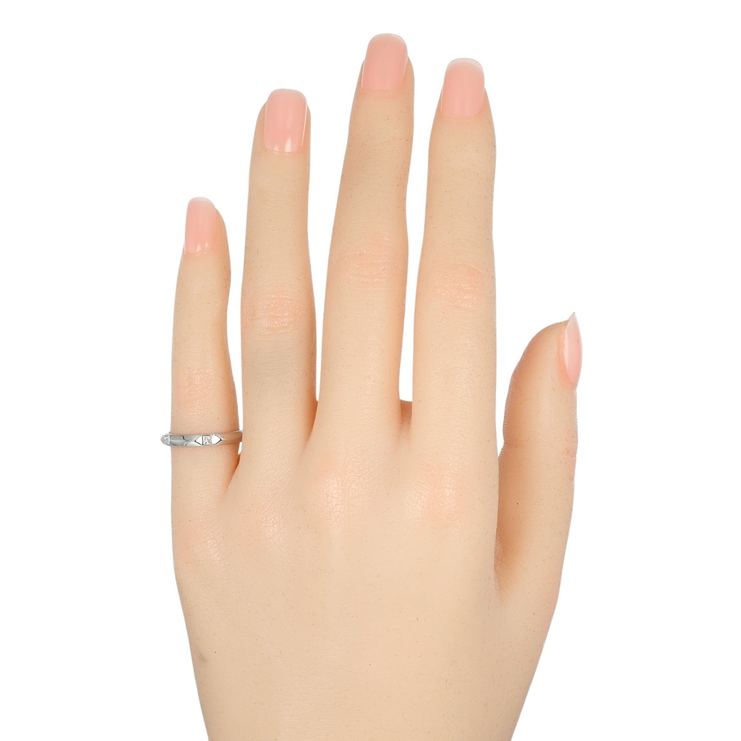 トゥルー バンド 2.5mmモデル リング・指輪 Pt950プラチナ 5Pダイヤモンド 6.5号 約4.16g レディース 中古品 Aランク