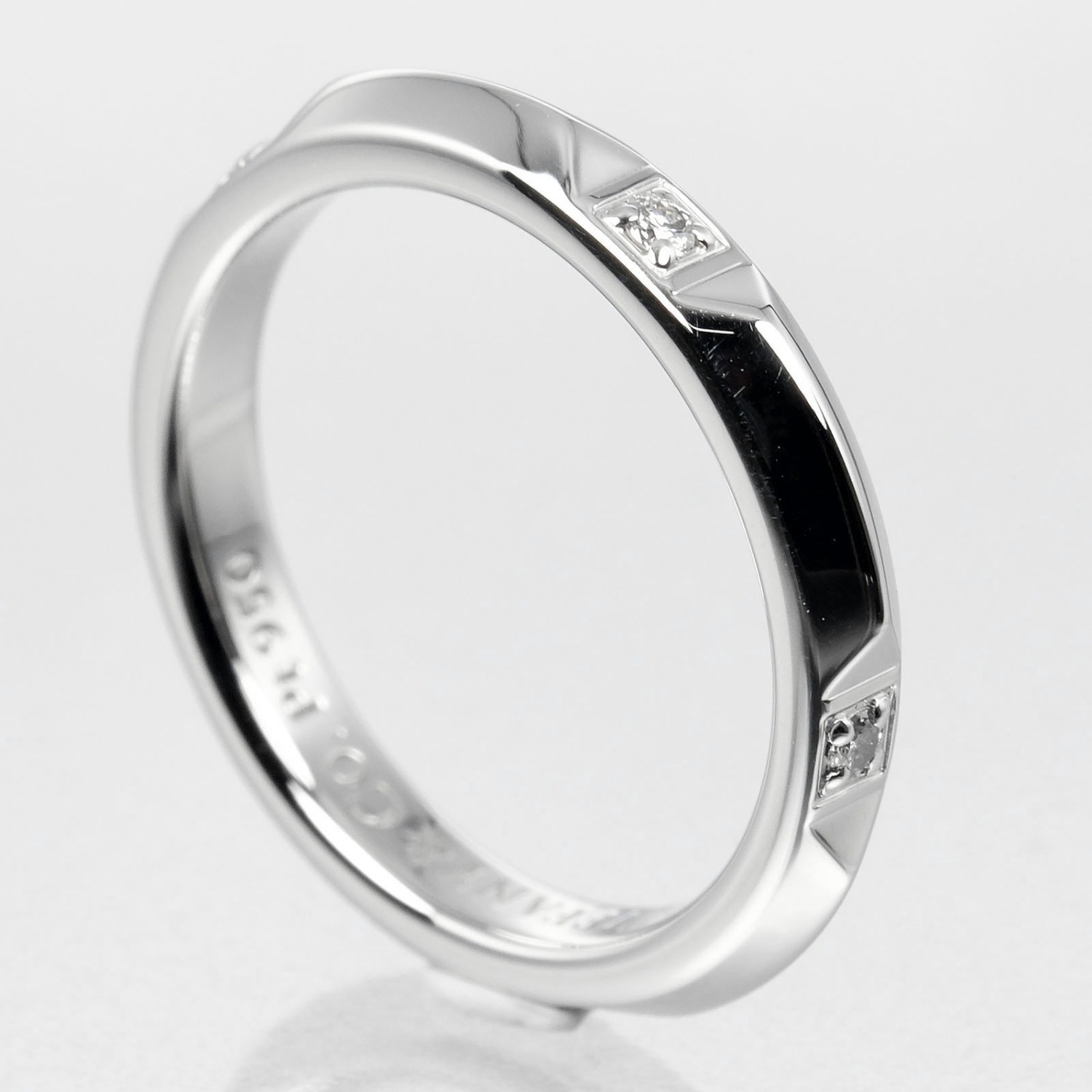 トゥルー バンド 2.5mmモデル リング・指輪 Pt950プラチナ 5Pダイヤモンド 6.5号 約4.16g レディース 中古品 Aランク