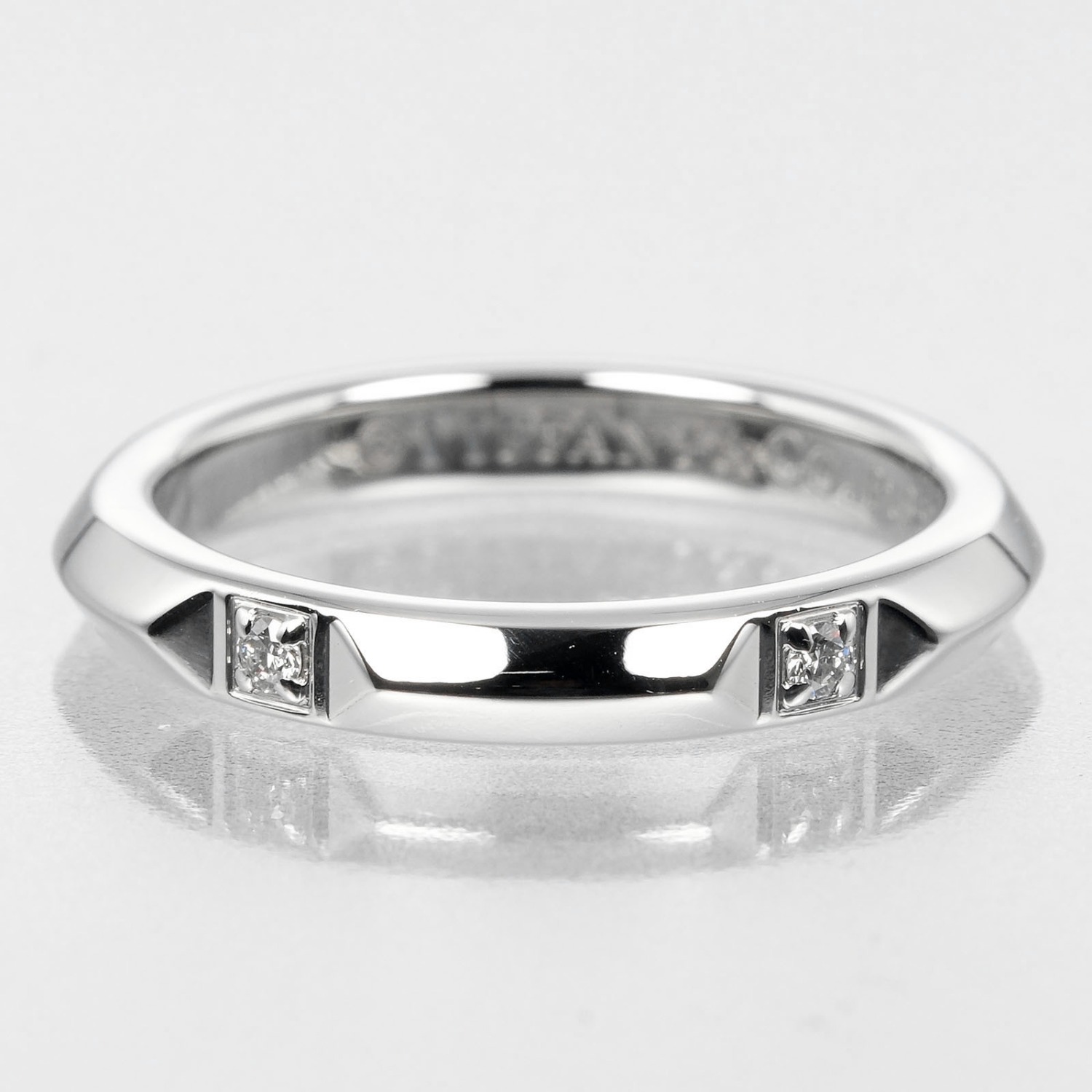 トゥルー バンド 2.5mmモデル リング・指輪 Pt950プラチナ 5Pダイヤモンド 6.5号 約4.16g レディース 中古品 Aランク