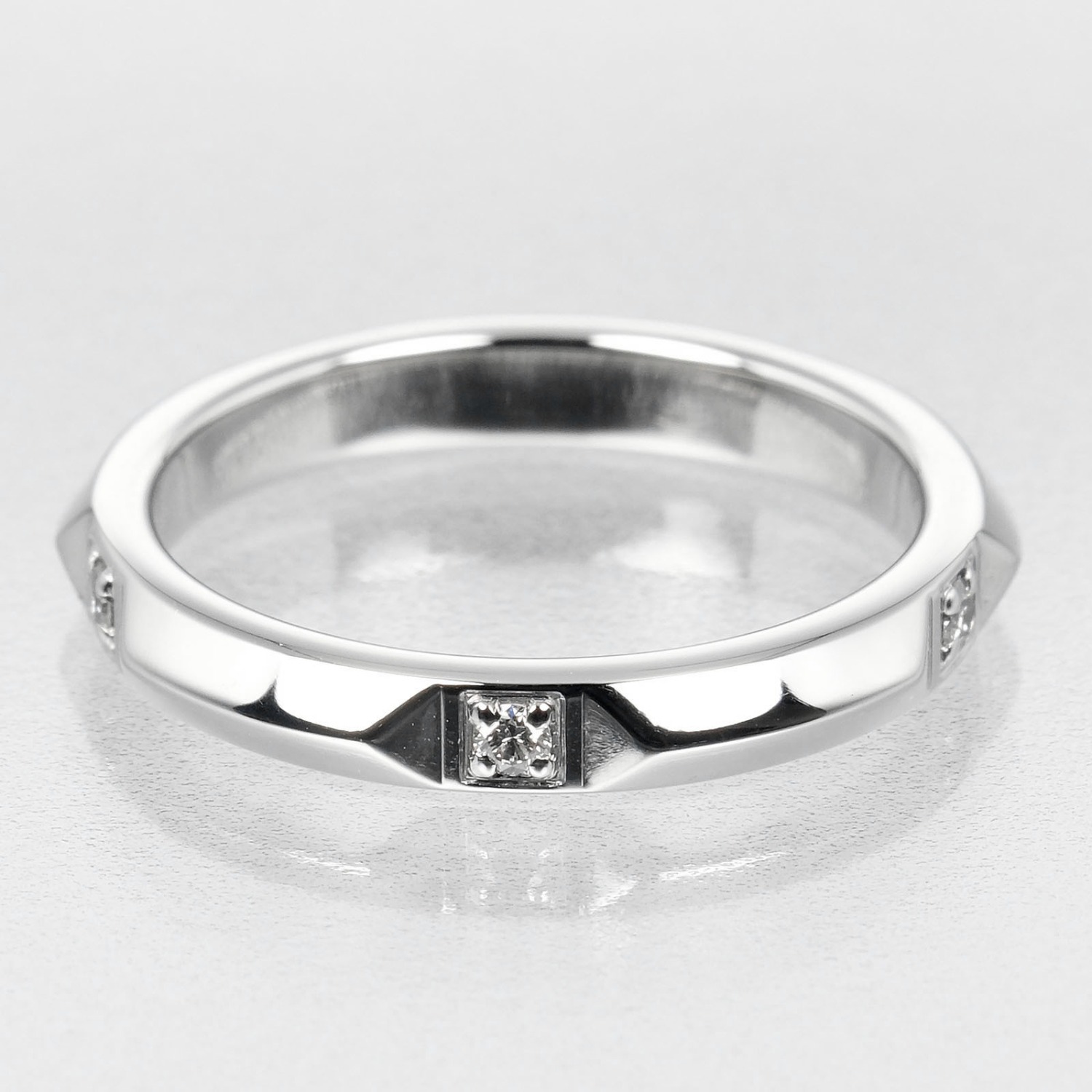 トゥルー バンド 2.5mmモデル リング・指輪 Pt950プラチナ 5Pダイヤモンド 6.5号 約4.16g レディース 中古品 Aランク