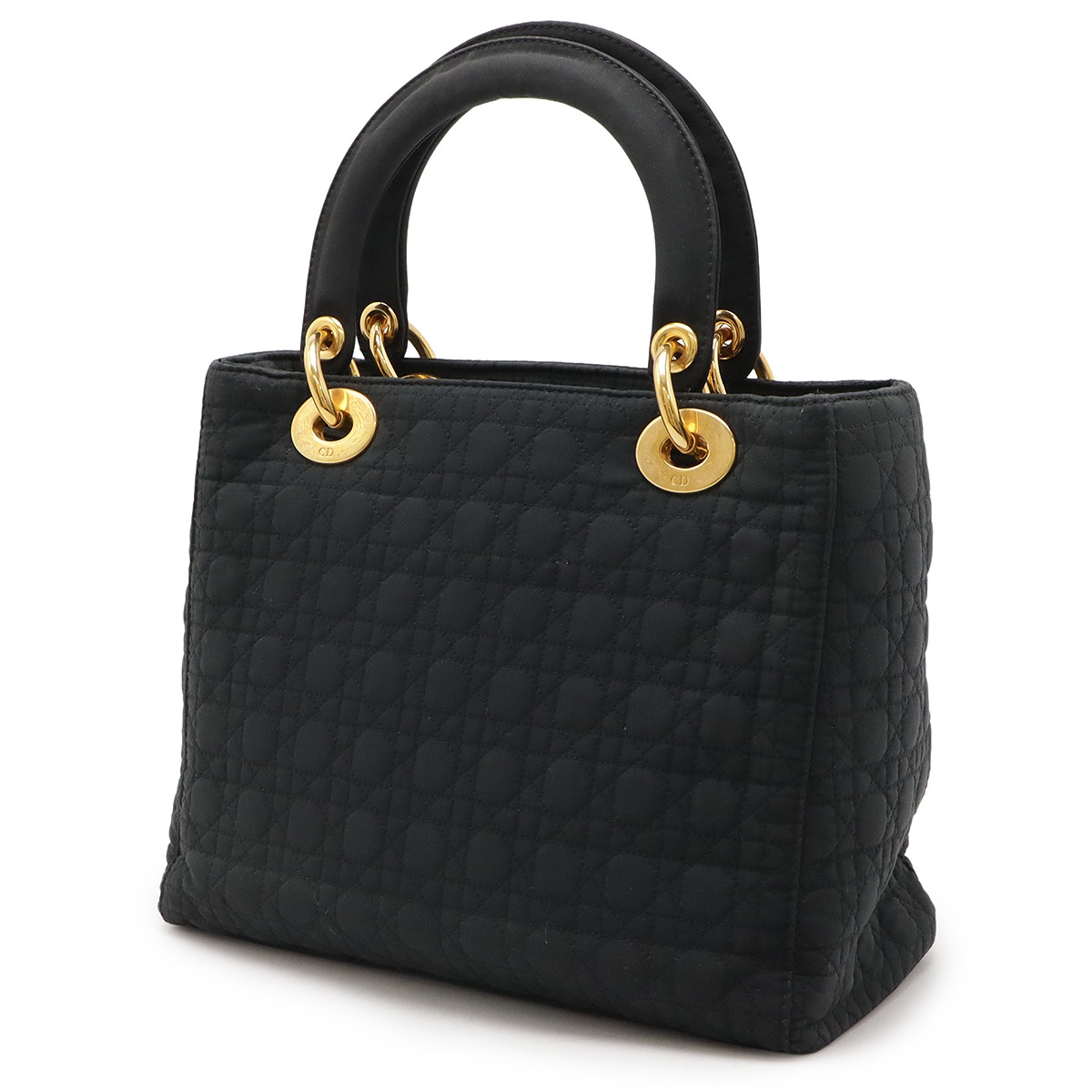 レディディオール カナージュ ハンドバッグ ミニバッグ トートバッグ ナイロン ブラック 黒 ゴールド金具