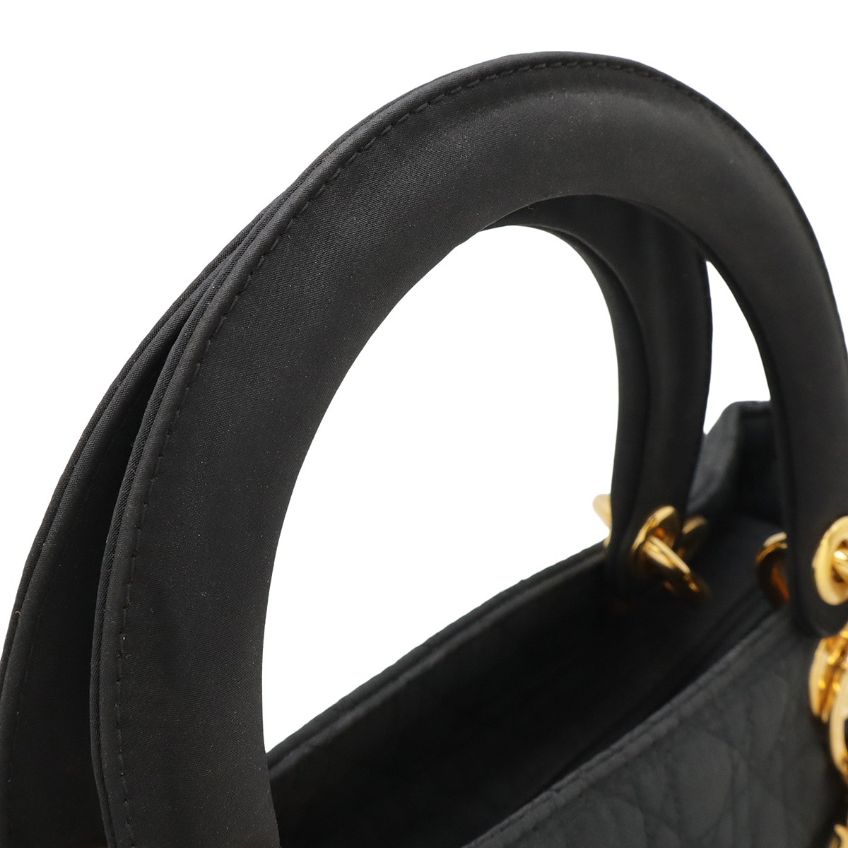 レディディオール カナージュ ハンドバッグ ミニバッグ トートバッグ ナイロン ブラック 黒 ゴールド金具