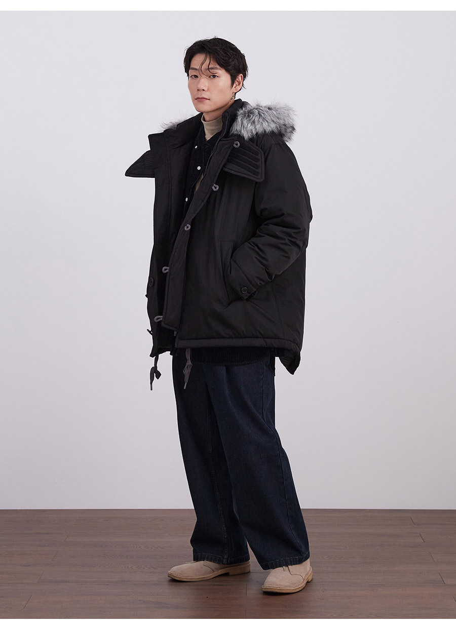 MIDDLE HOODIE FUR DOWN JUMPER / CO2304DP07BR / CO2304DP07BK