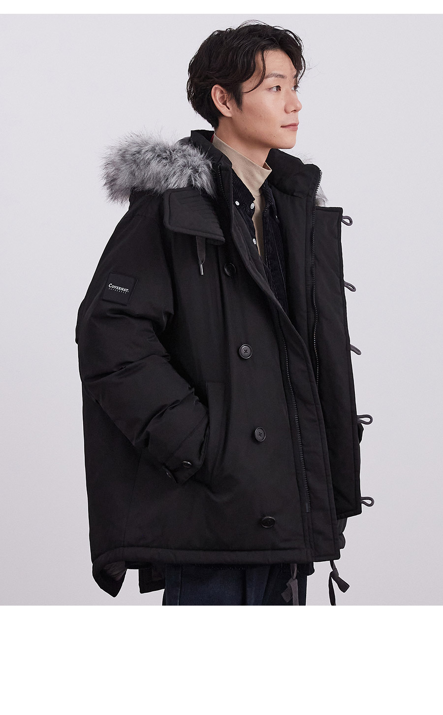 MIDDLE HOODIE FUR DOWN JUMPER / CO2304DP07BR / CO2304DP07BK