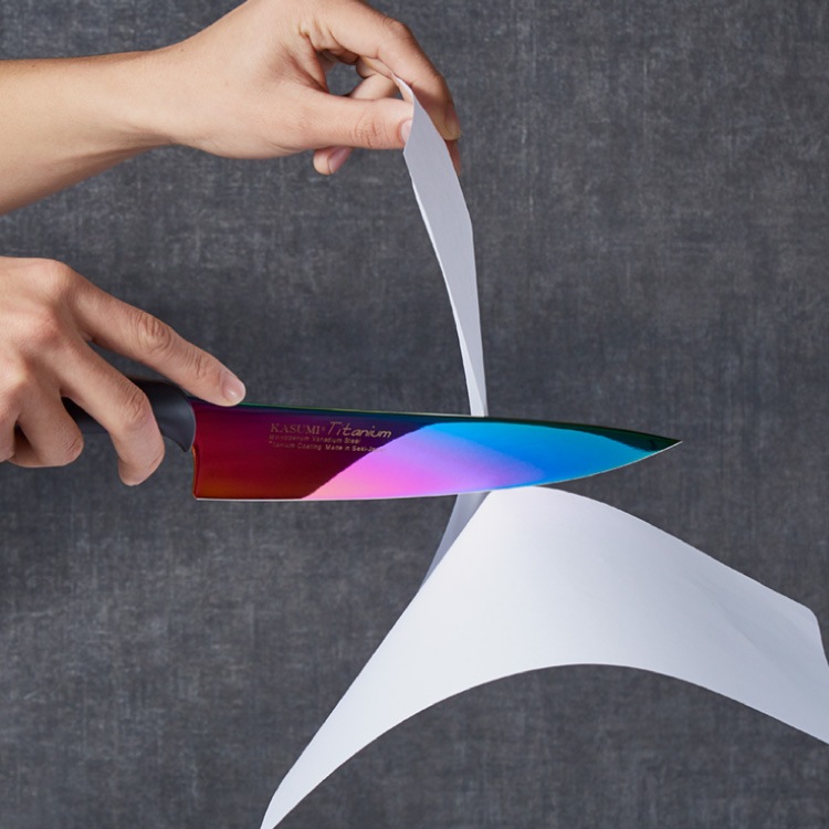 スミカマ 日本製 霞 KASUMI チタニウム 包丁セット 三徳包丁 ペティナイフ シャープナー 3点セット 三徳18cm ペティ12cm 砥石 青い包丁 関の刃物 職人仕上げ 刃物のまち 岐阜県関市