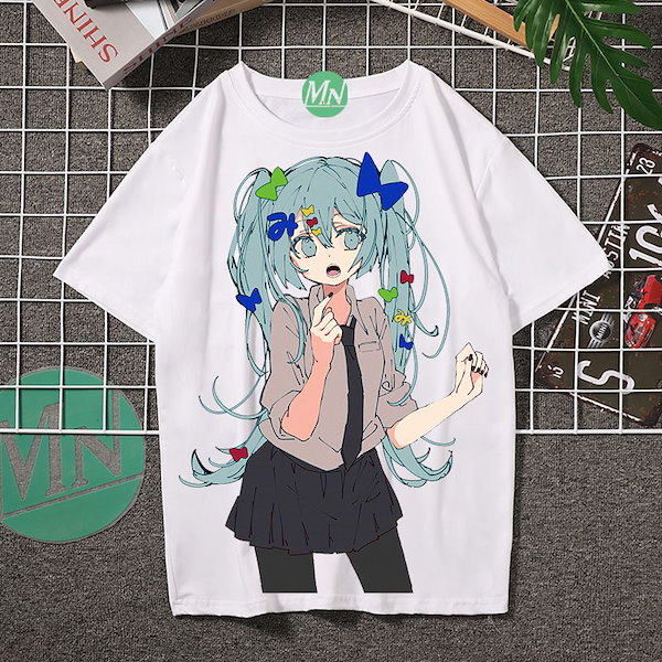 初音ミク　Tシャツ　半袖 Qoo10] 初音ミク新半袖tシャツ日系二次元ミク男女