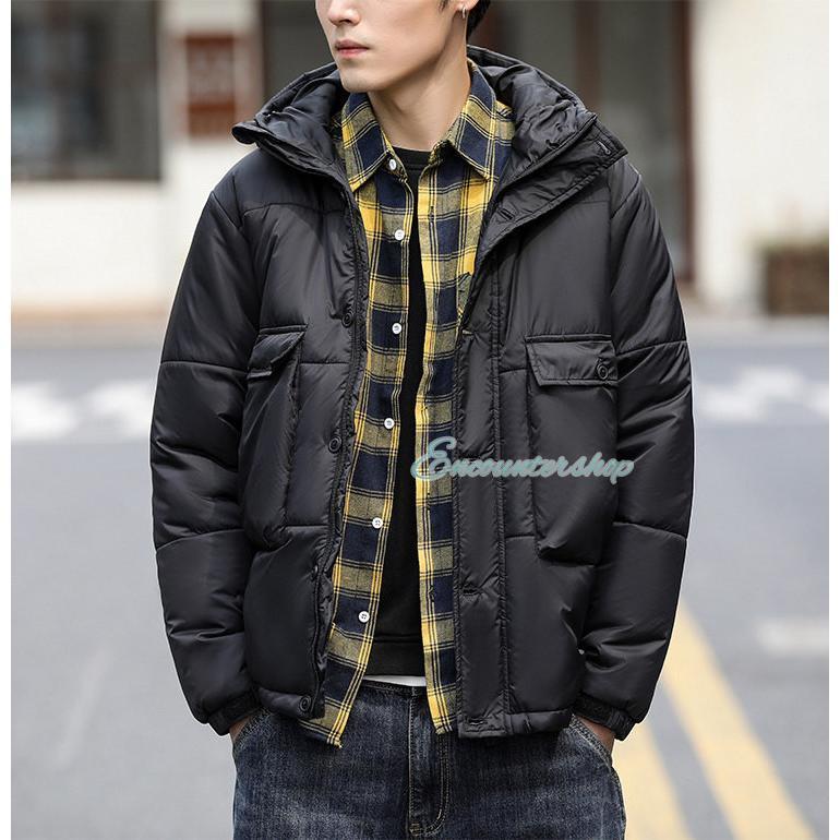 中綿ジャケット メンズ 防寒ジャケット 厚手ジャケット キルティング 無地ジャケット フード付き アウター 暖かい