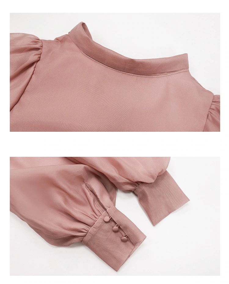 【20点セット】【急速出荷】在庫セール前後2Way バックリボンタイボリュームシアーブラウストップスパフスリーブレディースプルオーバー 光沢 韓国ファッション