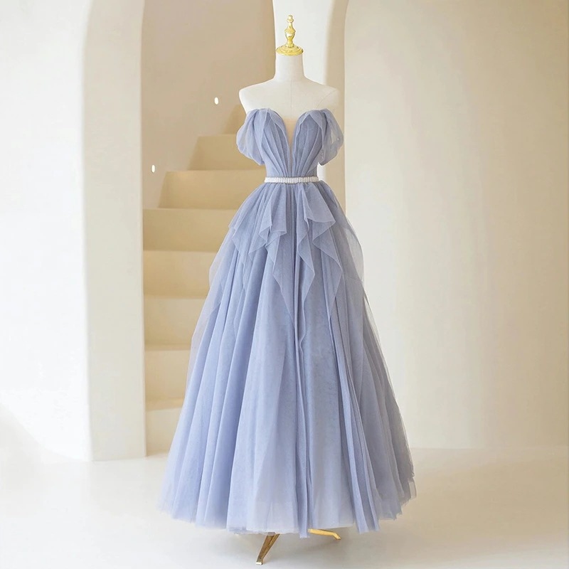 カラードレスノースリーブ ロングドレス オフショルダー 前撮りドレス 披露宴 Aラインドレス 結婚式 花嫁 パーティードレス パール フォーマルドレス ステージ衣装 編み上げタイプ 演奏会用ドレス 撮