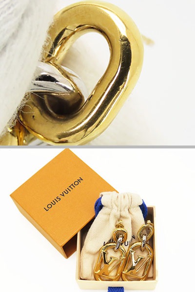 レア美品ルイヴィトンエブリデイチェーンLVスイングピアスゴールドシルバーM00603 レア美品ルイヴィトンエブリデイチェーンLVスイングピアスゴールドシルバーM00603