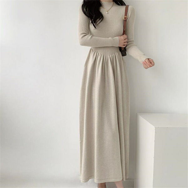 Qoo10] フレア ニットワンピース レディース ワ