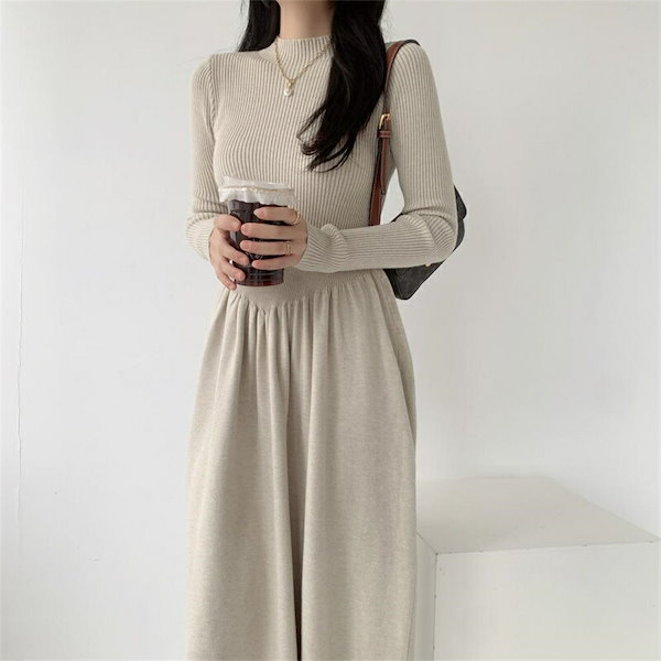 Qoo10] フレア ニットワンピース レディース ワ