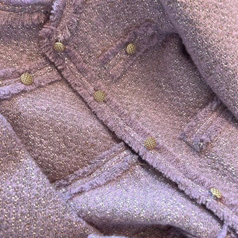 (細工が凝っている)女性のための紫色のフランスの小さなフレーバーコート春と秋の短いスタイルの気質セレブの新しいハイエンドスタイルの格好良い小さな人々 (細工が凝っている)女性のための紫色のフランスの小さなフレーバーコート春と秋の短いスタイルの気質セレブの新しいハイエンドスタイルの格好良い小さな人々