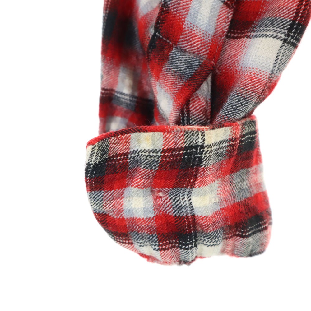 Game and Lake 50s 60s 開襟 オープンカラー ヴィンテージ ボックスシルエット オンブレ チェック柄 長袖 ネルシャツ 赤系 メンズ Game and Lake 50s 60s 開襟 オープンカラー ヴィンテージ ボックスシルエット オンブレ チェック柄 長袖 ネルシャツ 赤系 メンズ