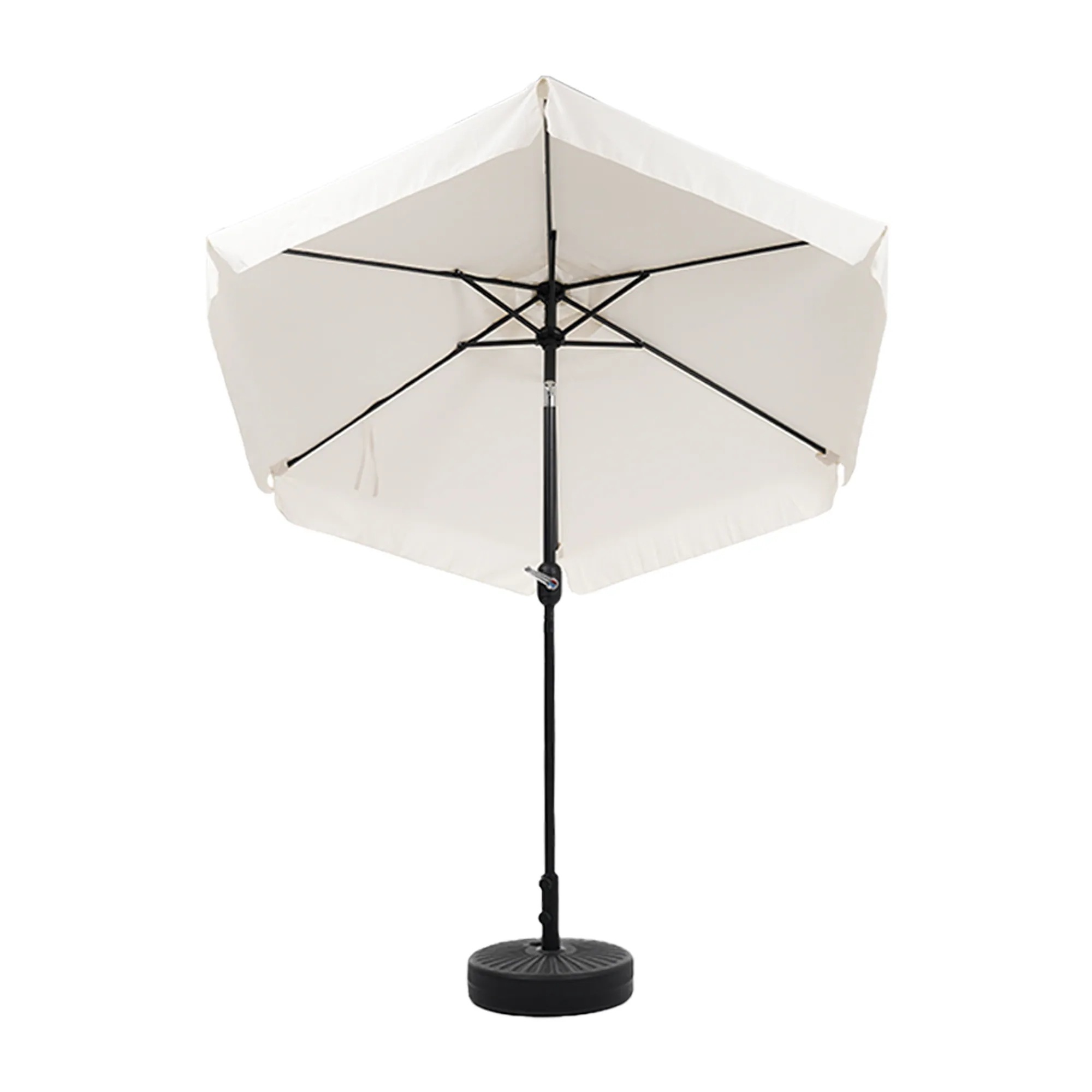 1887【TYPEBベージュ+ベース付き】パラソル ハンドル・フリル付き　直径220cm 30+UPF紫外線対策 角度調整 パラソルセット ベース パラソル ガーデンパラソル