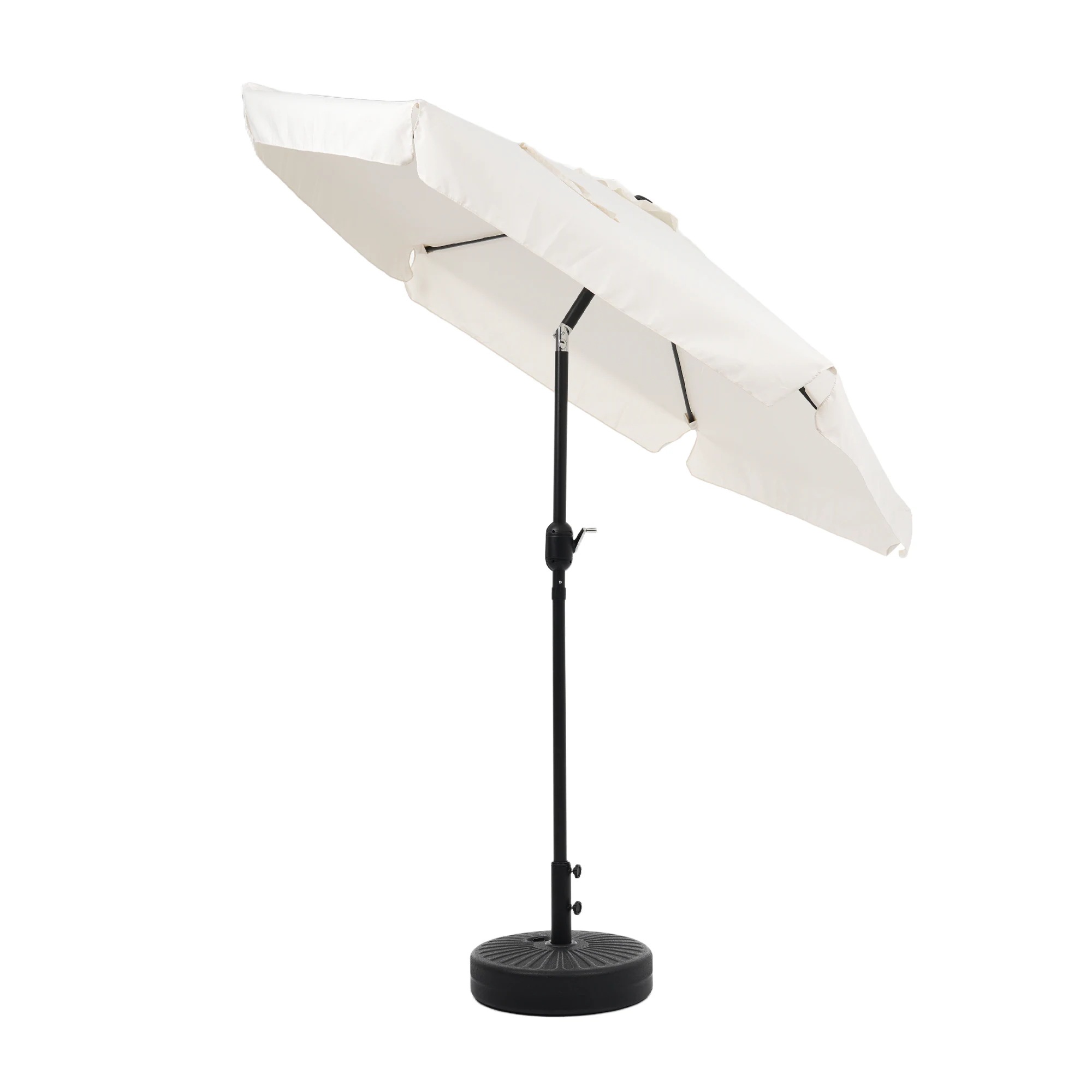 1887【TYPEBベージュ+ベース付き】パラソル ハンドル・フリル付き　直径220cm 30+UPF紫外線対策 角度調整 パラソルセット ベース パラソル ガーデンパラソル