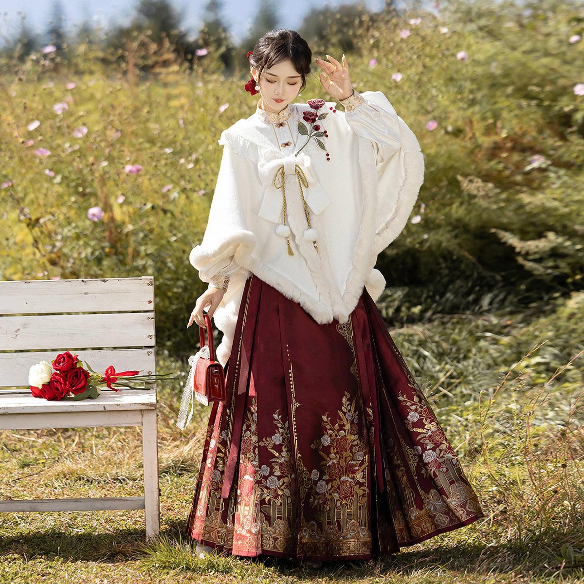 【フルセット】雪薔薇新韓国cos元素マントシャツ馬面スカートcos服セット 【フルセット】雪薔薇新韓国cos元素マントシャツ馬面スカートcos服セット