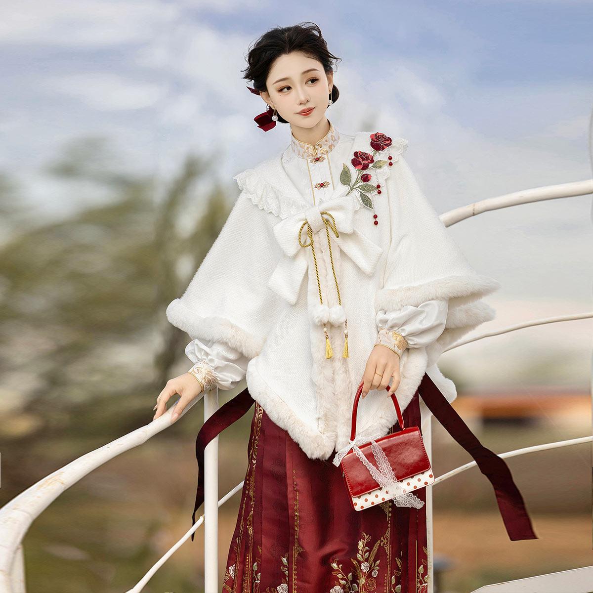 【フルセット】雪薔薇新韓国cos元素マントシャツ馬面スカートcos服セット 【フルセット】雪薔薇新韓国cos元素マントシャツ馬面スカートcos服セット