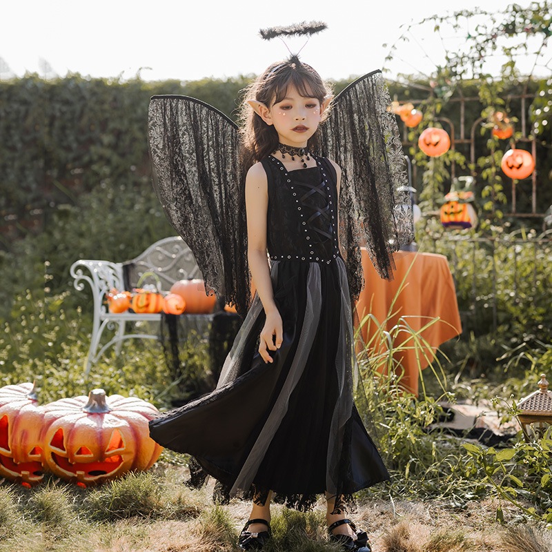 2025 ハロウィン 子供用 コスチューム 天使 悪魔 吸血鬼 コスプレ ナイトエルフ 子供服 ドレス 女性