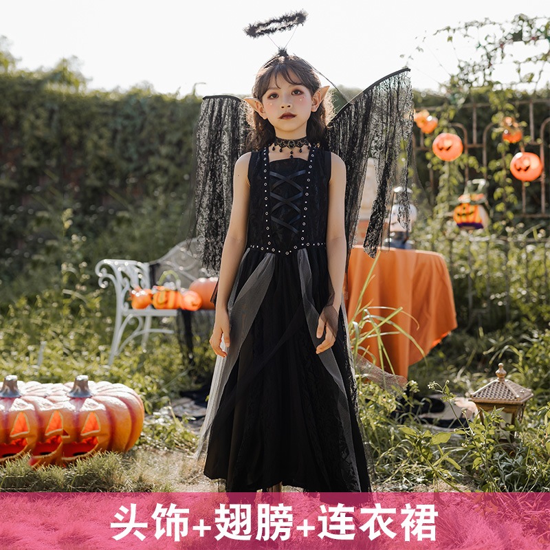 2025 ハロウィン 子供用 コスチューム 天使 悪魔 吸血鬼 コスプレ ナイトエルフ 子供服 ドレス 女性