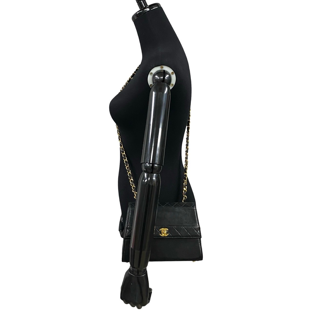 ヴィンテージ マトラッセ ココマークショルダーバッグ ラムスキン ブラック 737-7