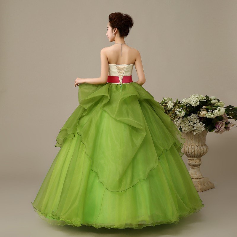 カラードレス ロングドレス 演奏会 コンサート パーティードレス ウェディング 二次会 プリンセス 結婚式 ステージ衣装 大きいサイズ グリーン