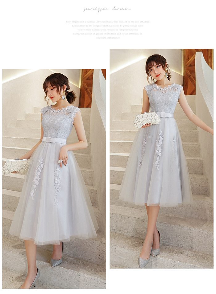 【即納】ドレス パーティードレス 二次会 ミモレ丈 刺繍入りエレガント 演奏会 ドレス 大きいサイズ　膝丈 結婚式 ワンピース パーティードレス お呼ばれ ミモレ丈ドレス ウェディングドレス 1.5次